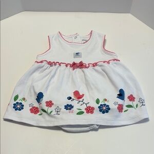 Absorba White Baby Dress with Pink Accents